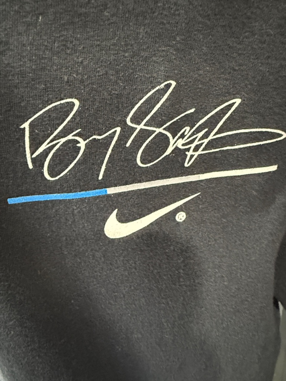 Barry Sanders Black Nike T-Shirt with Blue Graphic - Picture 3 of 4